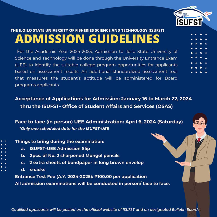 ISUFST is accepting Applications for Admission; Click here to see Admission Guidelines