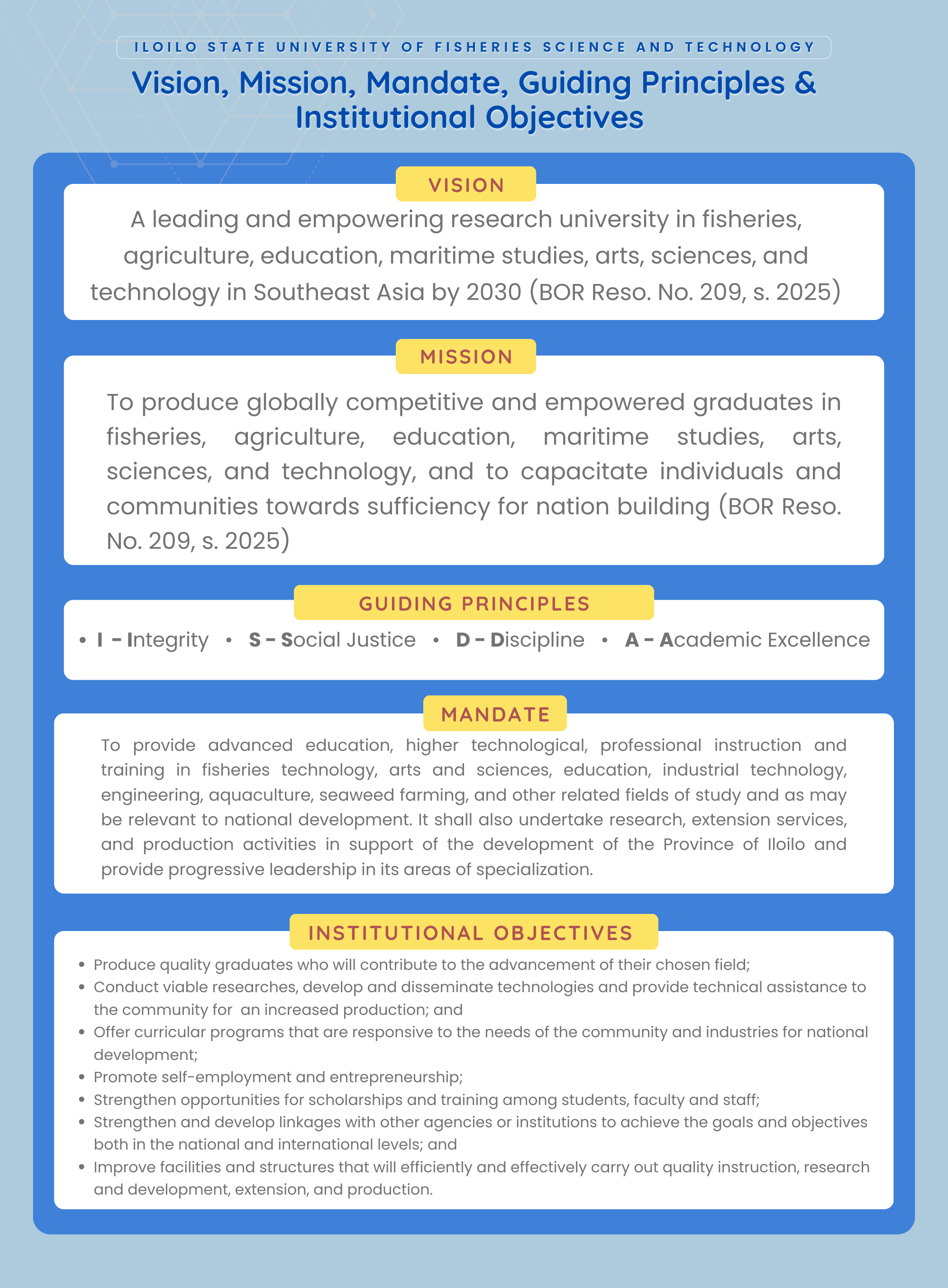 Mission, Vision, Mandate and Core Values